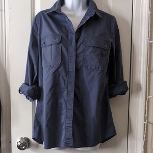 New York & Company Black Button-Up Shirt